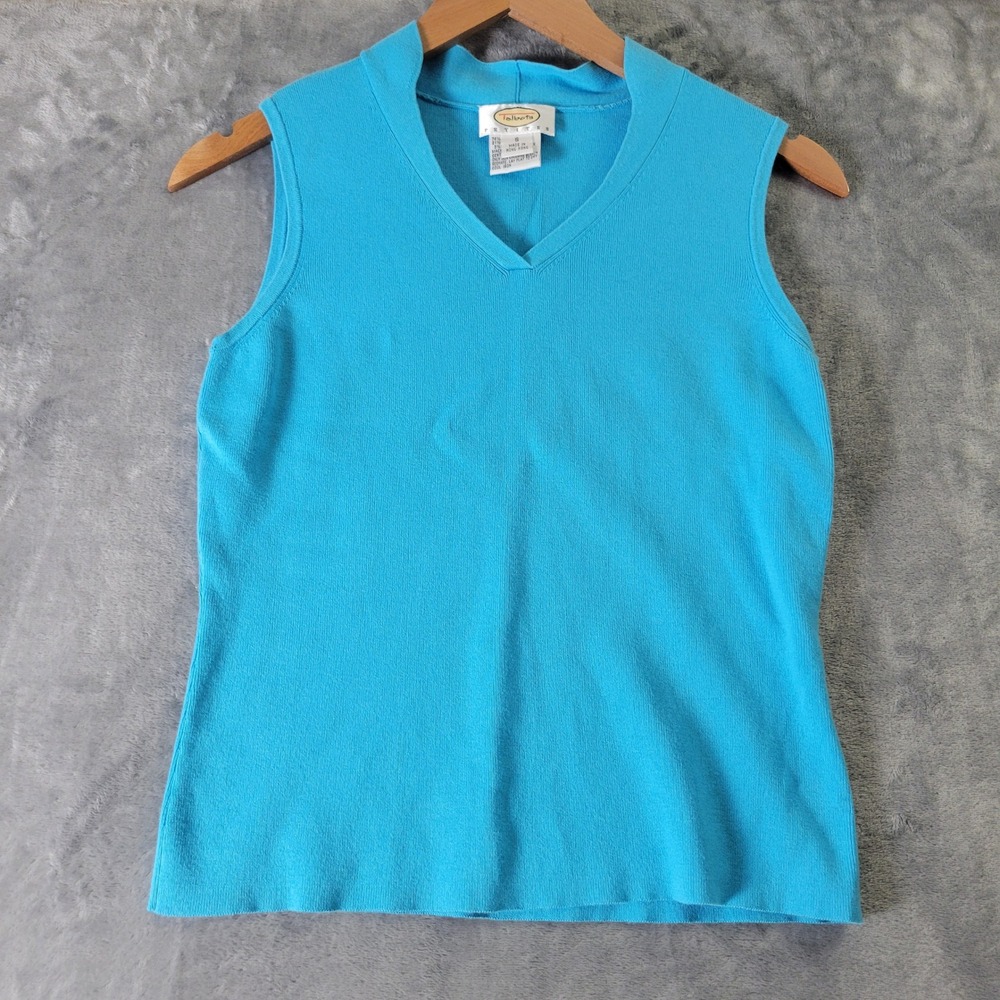 Talbots Petites Bright Blue V-Neck Sweater Vest Small Sleeveless Knit Top